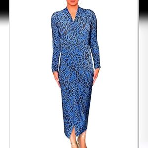 RACHEL Animal Print V-Neck Wrap Midi Dress